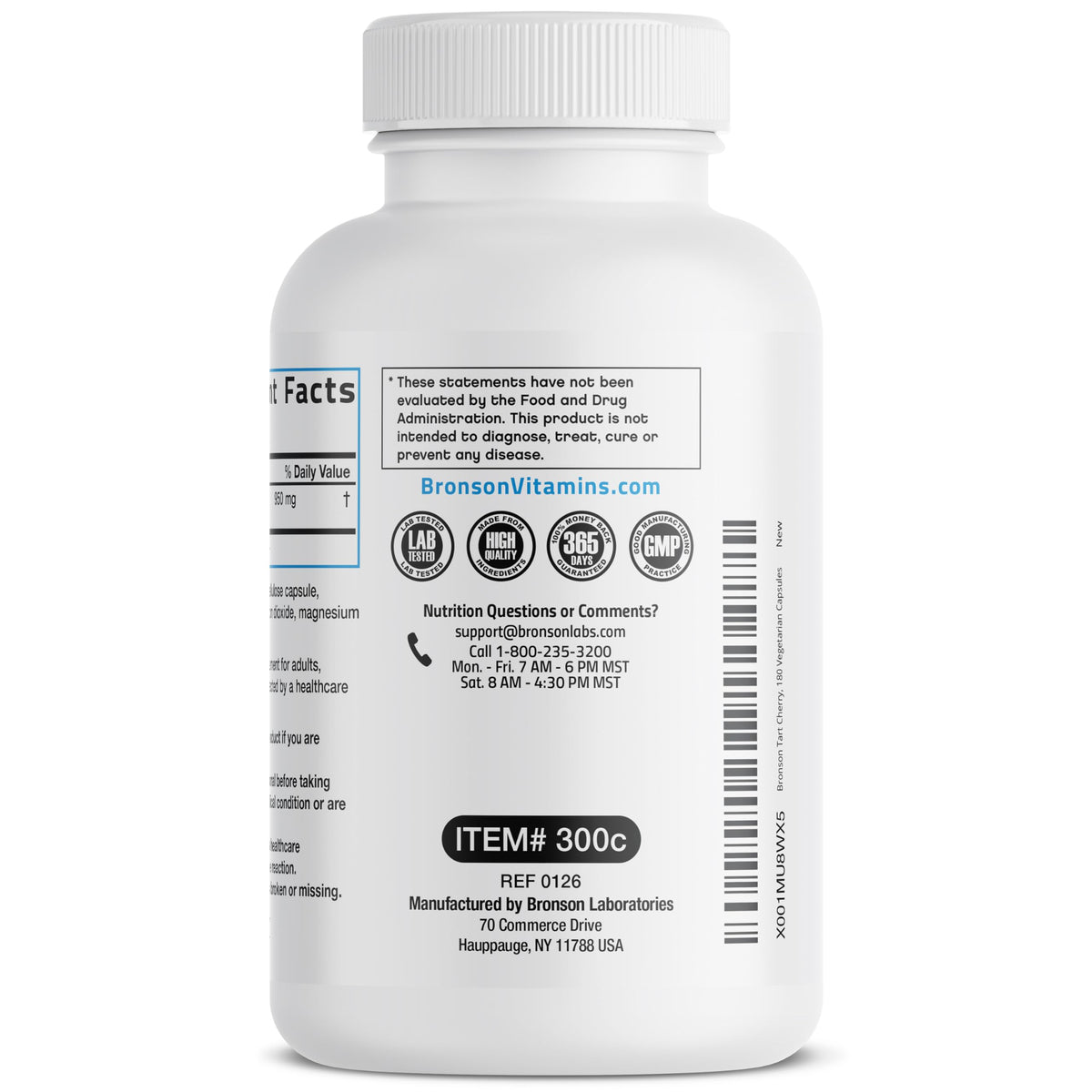 Bronson Tart Cherry Maximum Strength - 180 Vegetarian Capsules - image 5