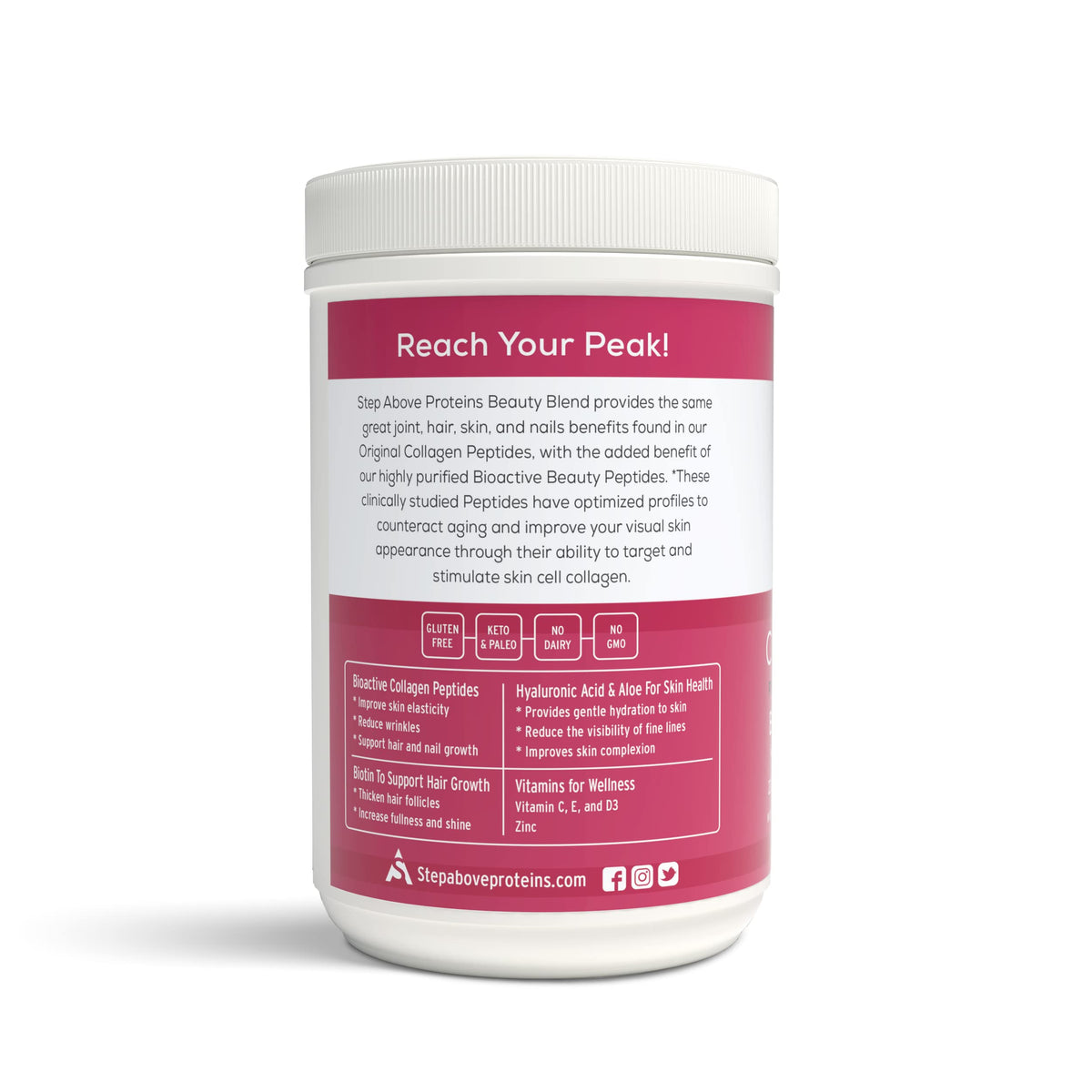Step Above Proteins Beauty Collagen Peptides Berry Hibiscus - 12 Oz - image 3