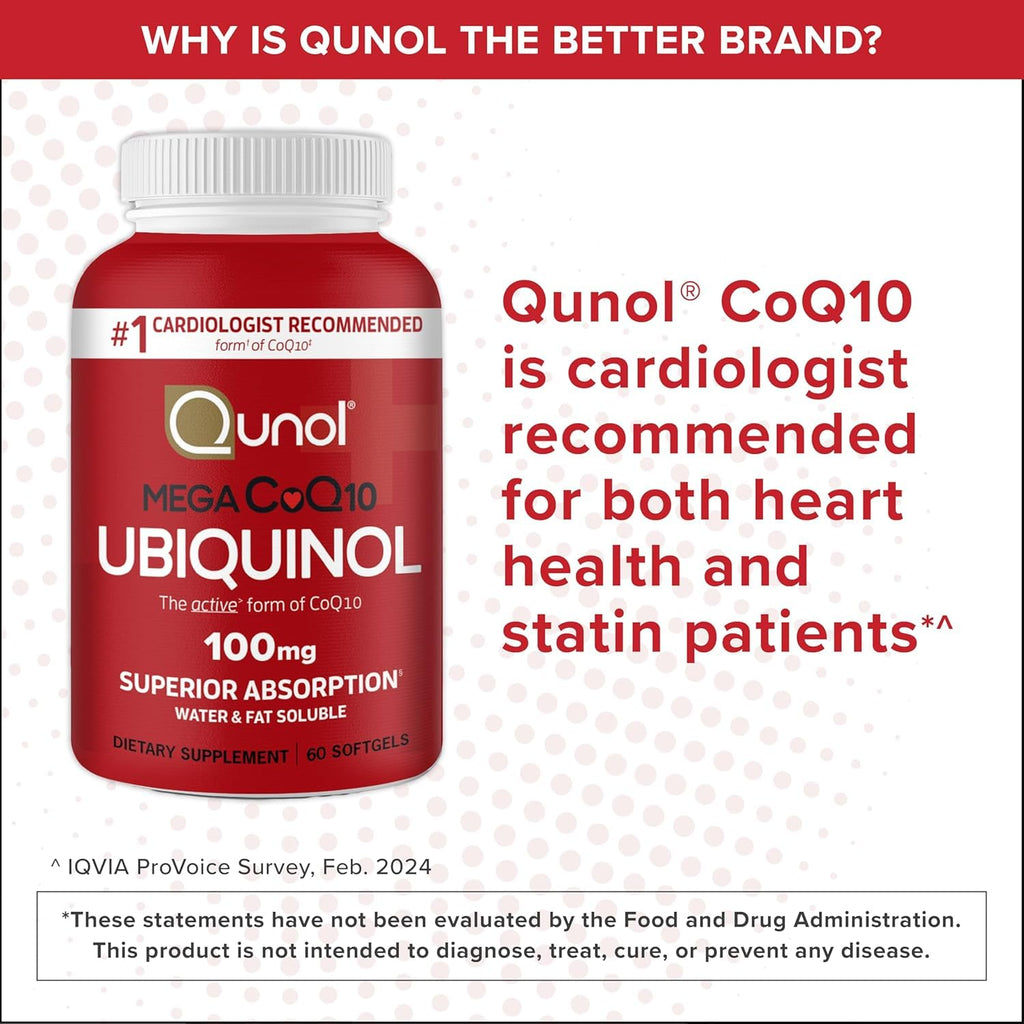 Qunol CoQ10 100mg Softgels, Mega Ubiquinol 100mg