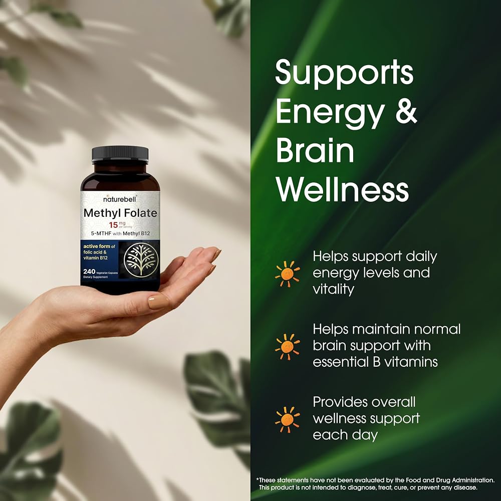 NatureBell Methyl Folate 15mg - 240 Capsules - image 4