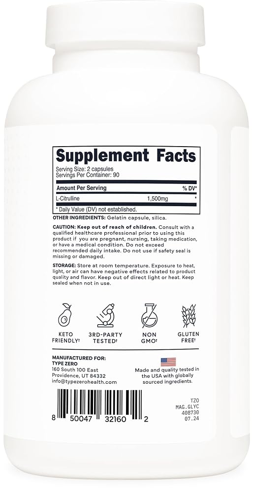 Type Zero L-Citrulline 1500mg - 180 Capsules - image 4
