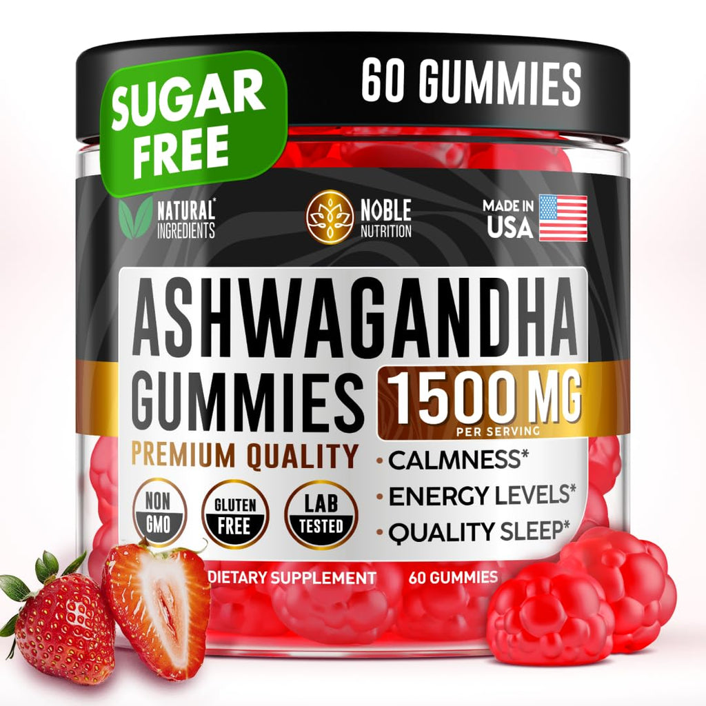NOBLE NUTRITION Ashwagandha Gummies - Sugar Free & Vegan Ashwagandha