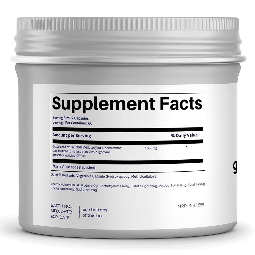 FOLIUS LABS Grape Seed Extract 500mg - 95% OPCs Polyphenols - High