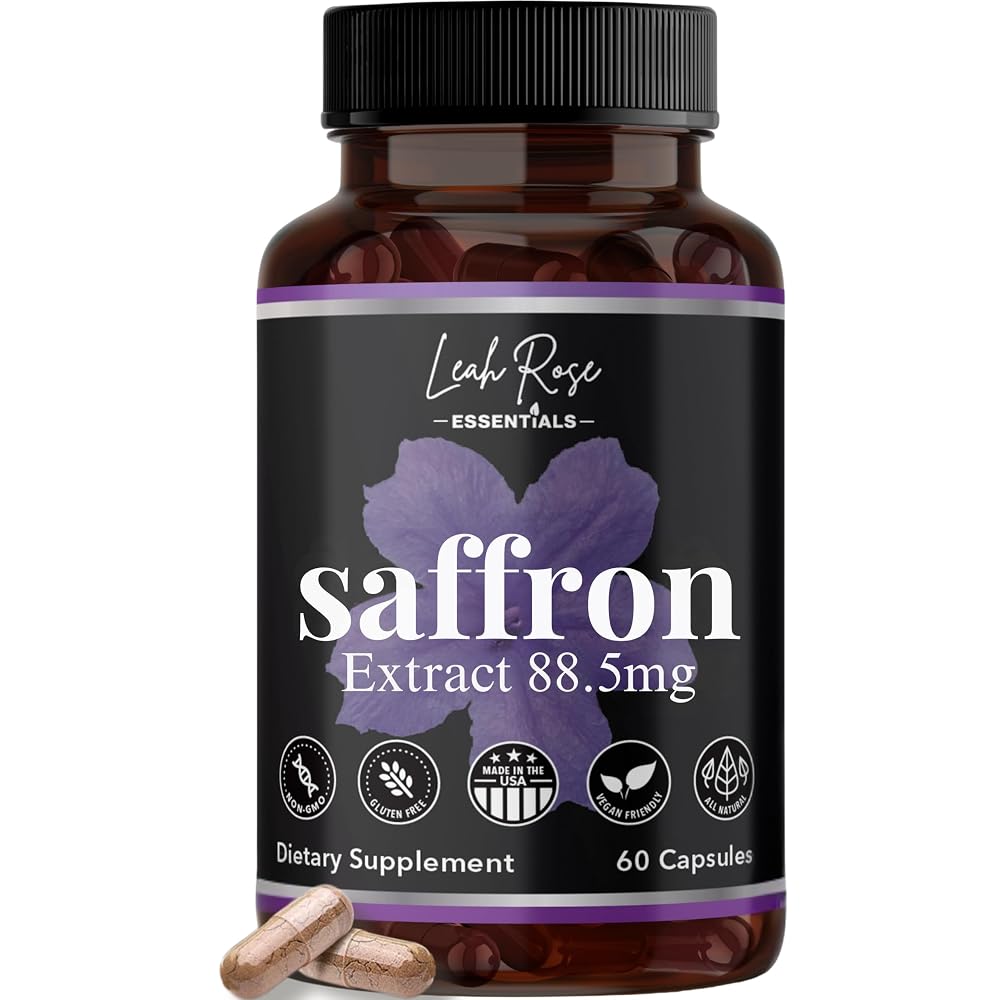 Leah Rose Essentials Saffron Supplement 88.5mg - 60 Capsules