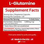 Healthfare L-Glutamine 1000mg Amino Acid - 240 Vegan Capsules - image 3