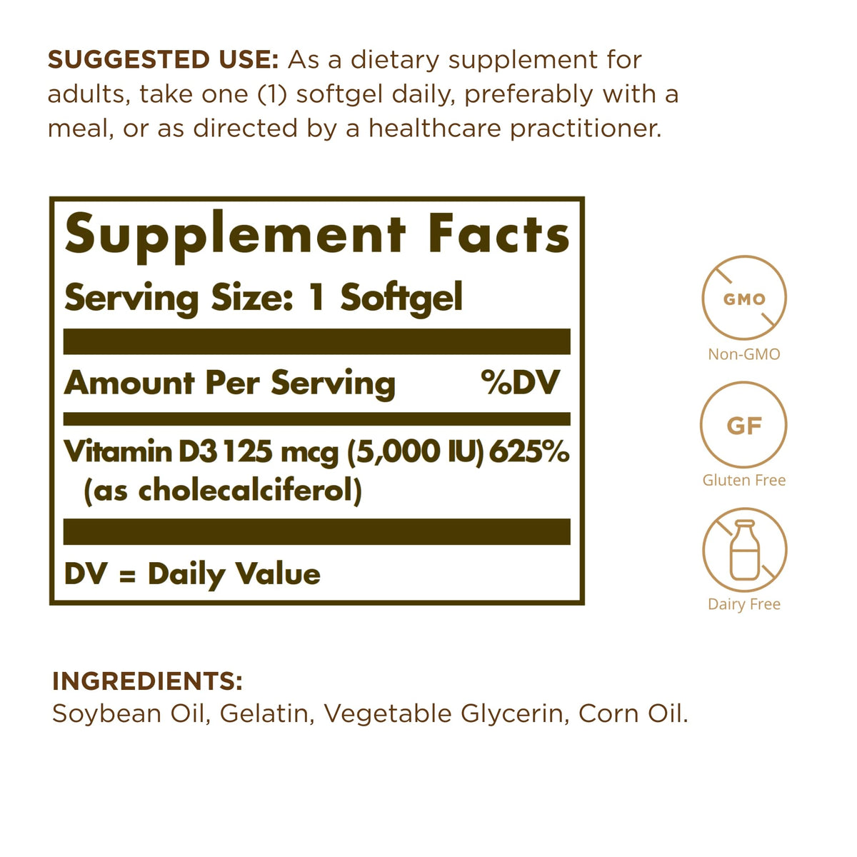 Solgar Vitamin D3 10 mcg (400 IU) - 200 Softgels - image 2