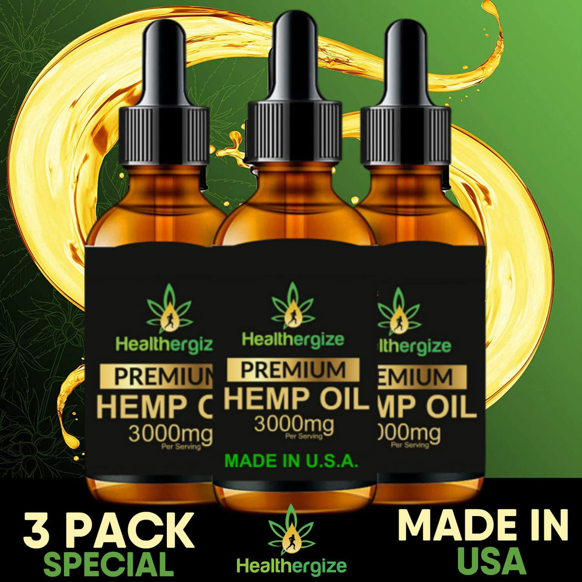 Healthergize Hemp Oil 3 Pack Non-GMO - 3 x 1 Fl Oz - image 2