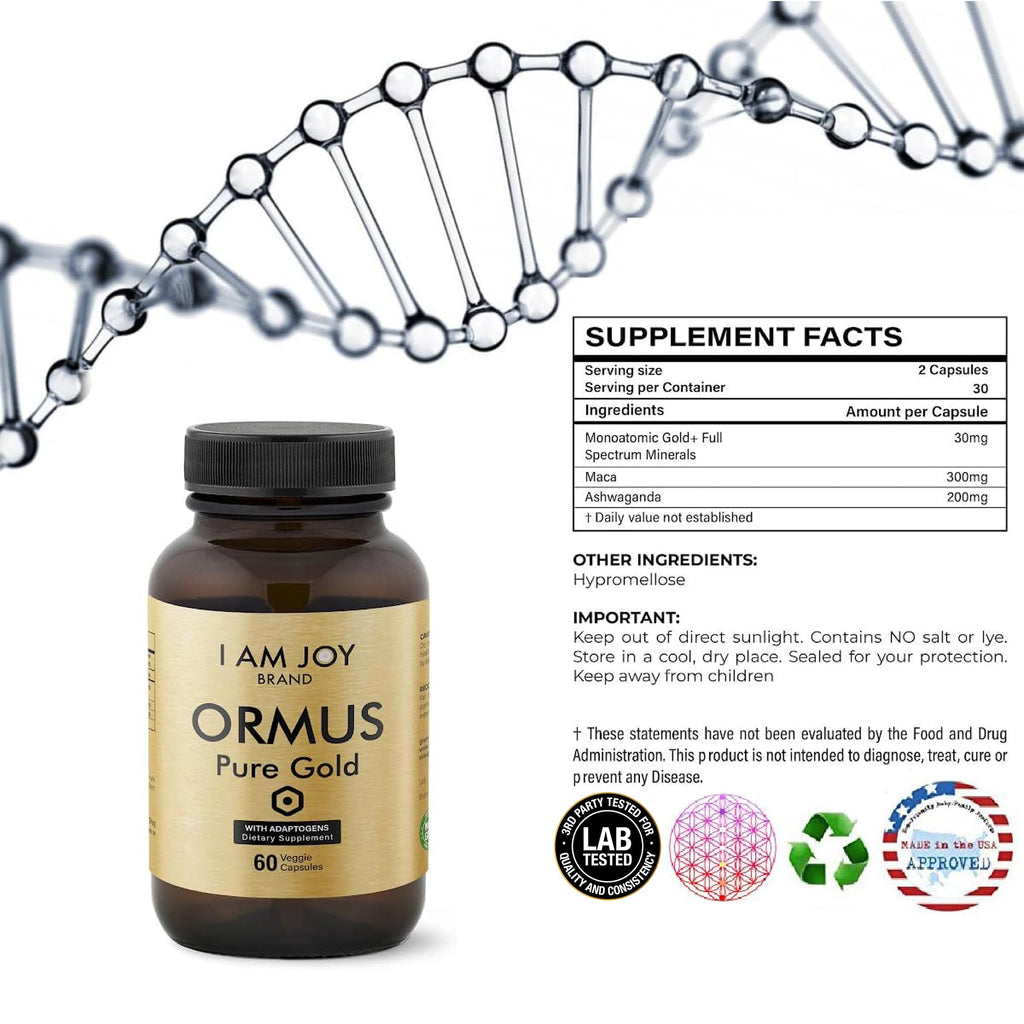 I Am Joy co. Ormus Gold Capsules with Adaptogens - 60 Vegan Capsules - image 2