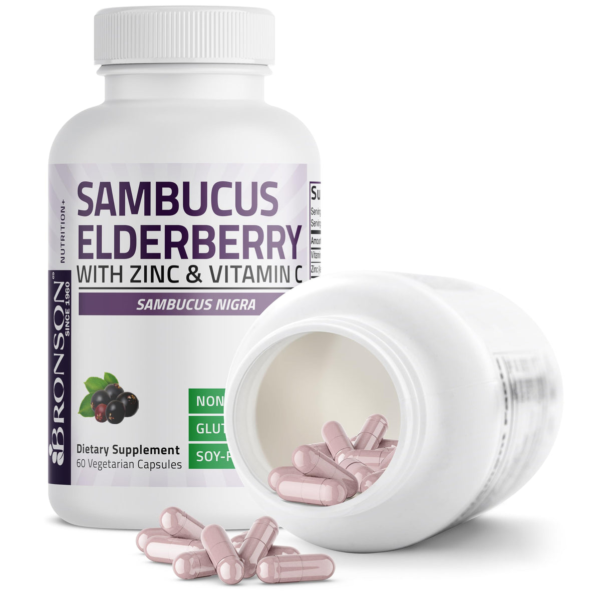 Bronson Elderberry with Zinc & Vitamin C Immune Support - 60 Capsules - image 4