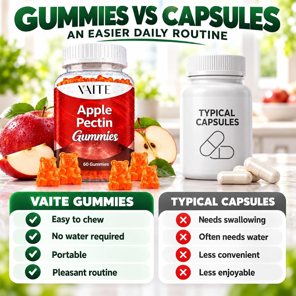 VAITE Apple Pectin Gummies High-Fiber Digestive Support - 60 Gummies - image 5