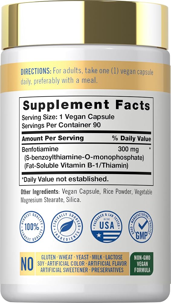 Carlyle Benfotiamine 300mg Vitamin B1 - 90 Capsules - image 2