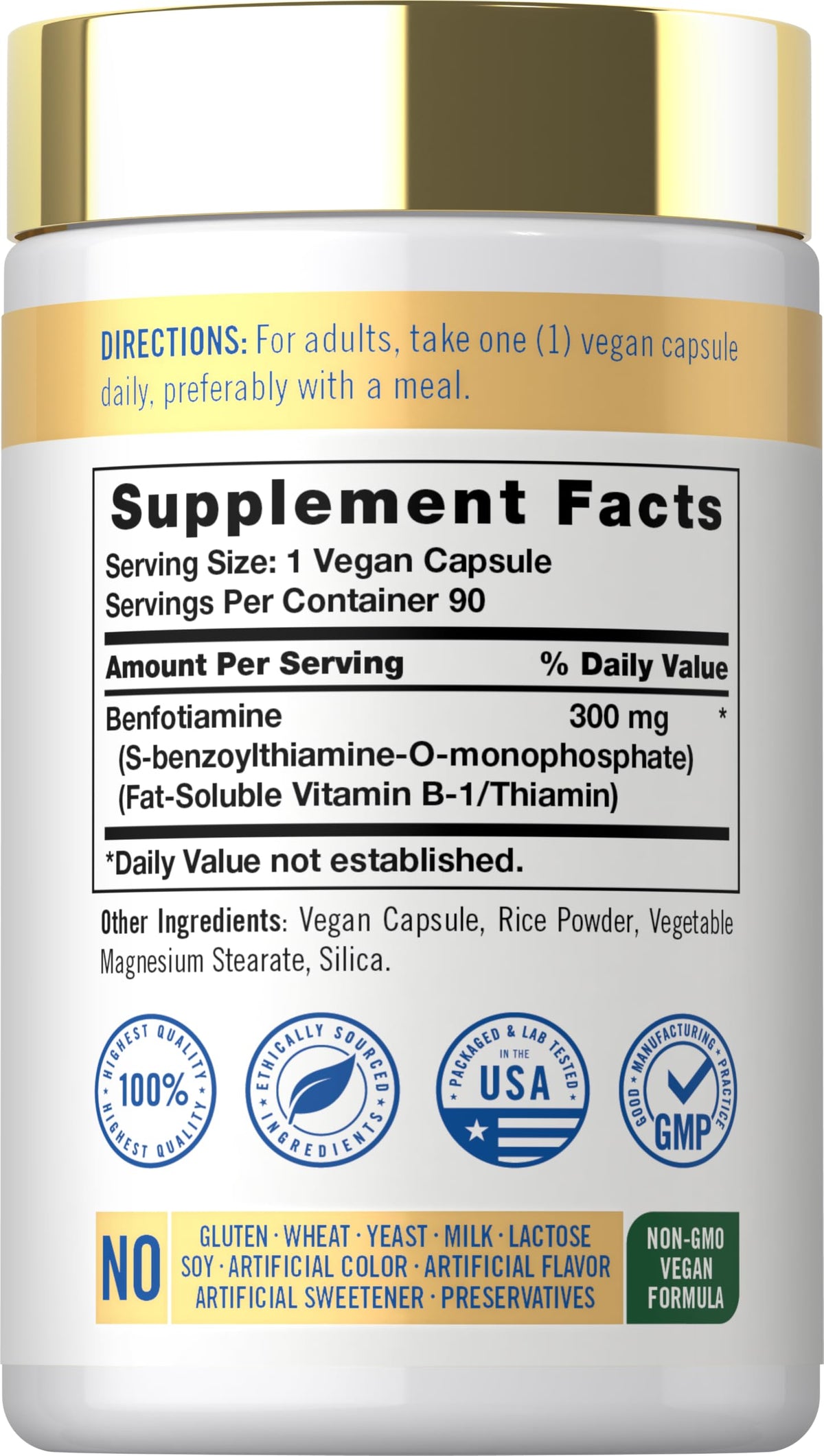 Carlyle Benfotiamine 300mg Vitamin B1 - 90 Capsules - image 2