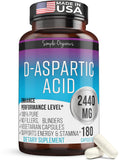 Simple-Organics D-Aspartic Acid Testosterone Support for Men - 180 Capsules