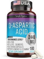 Simple-Organics D-Aspartic Acid Testosterone Support for Men - 180 Capsules