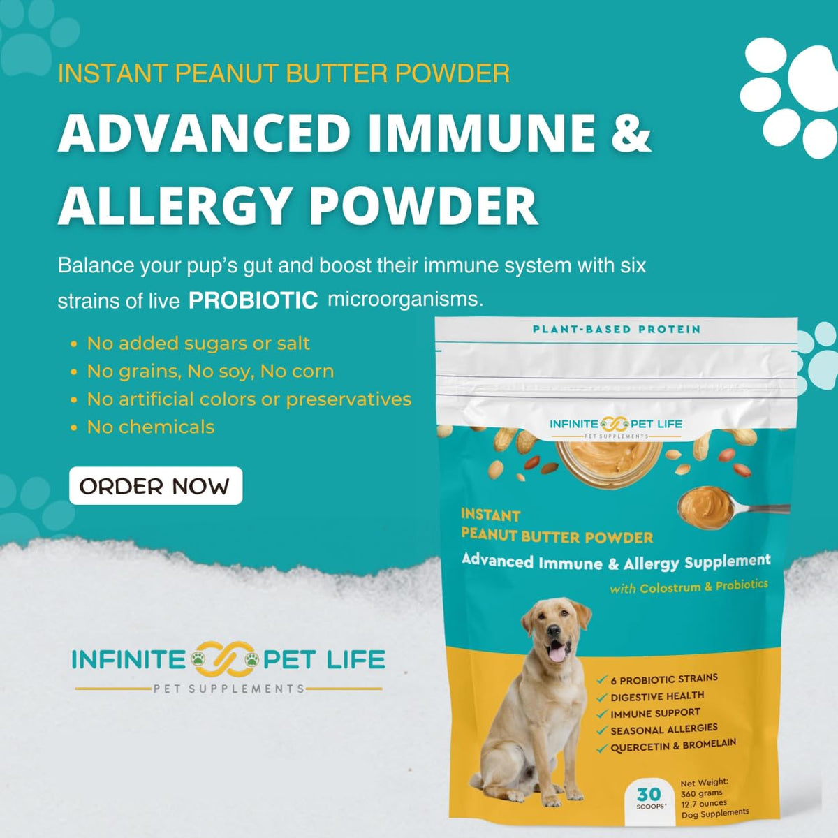 Infinite Pet Supplements Dog Probiotic with Colostrum Peanut Butter Powder - image 2