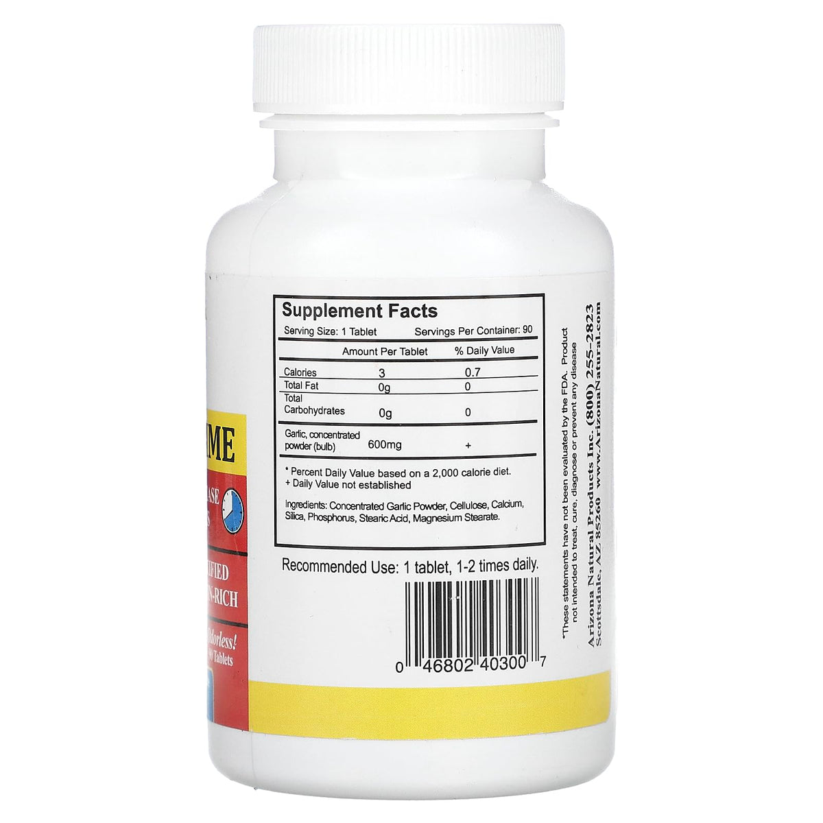 Arizona Natural Garlic TR 1800 mg Time-Released Tabs - 90 Tablets - image 2