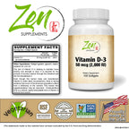Zen Supplements Vitamin D-3 2000 IU - 100 Softgels - image 2