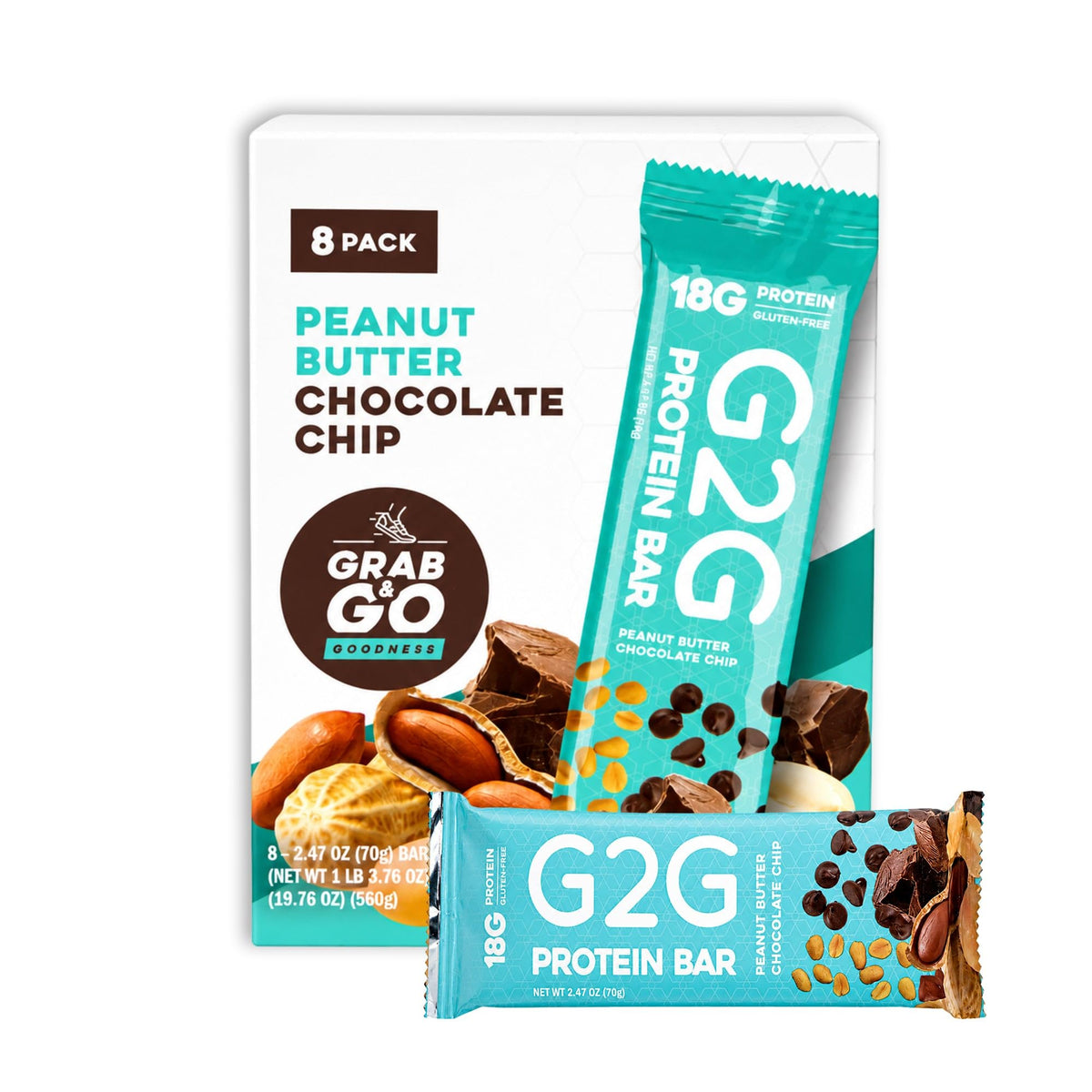 G2G Protein Bar Peanut Butter Chocolate Chip - 8 Count