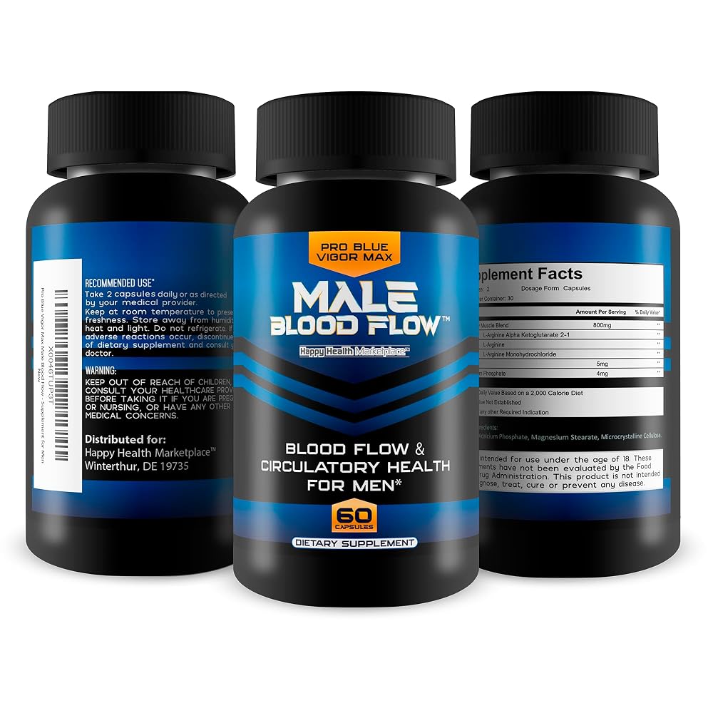 Happy Health Marketplace Pro Blue Vigor Max Male Blood Flow - 60 Capsules - image 4