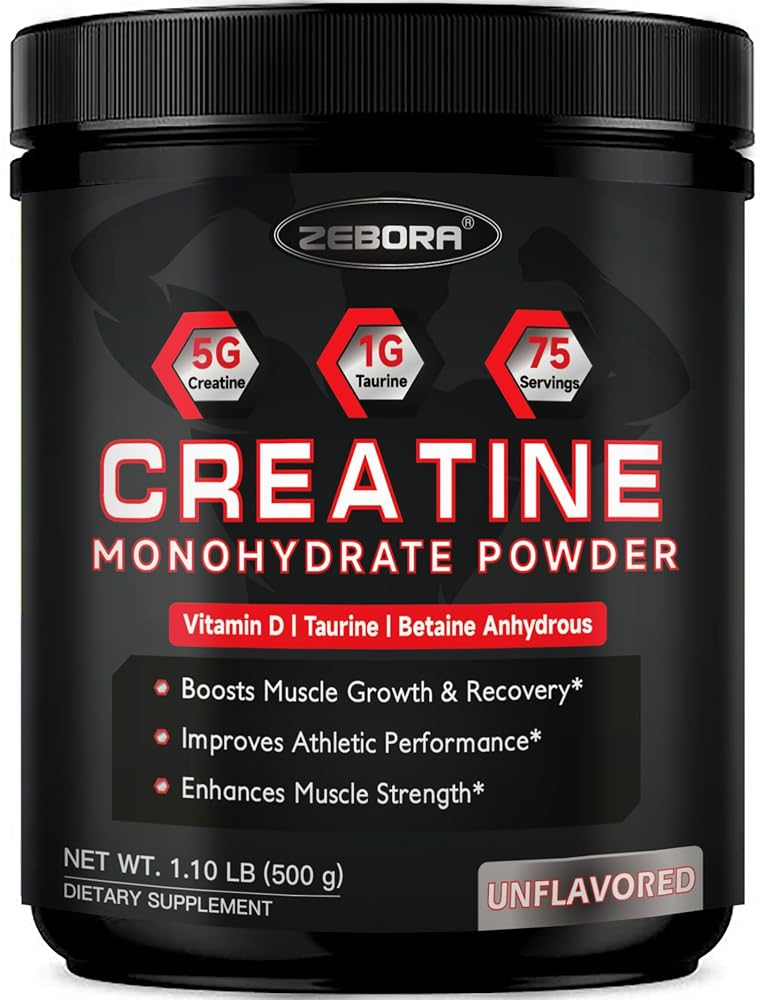 ZEBORA Micronized Creatine Monohydrate Powder - 75 Servings