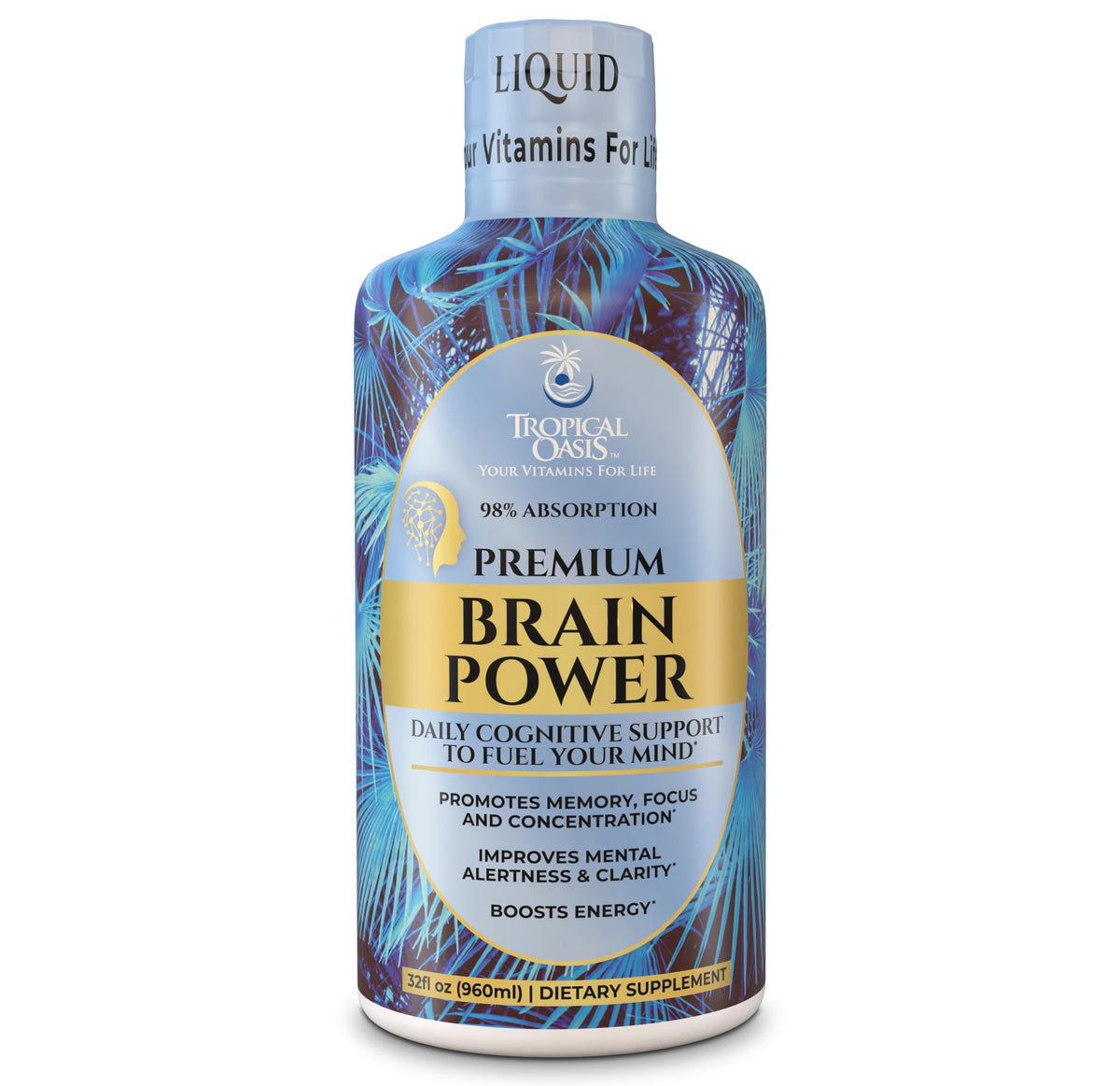 Tropical Oasis Brain Power Liquid Nootropic - 32 Fl Oz
