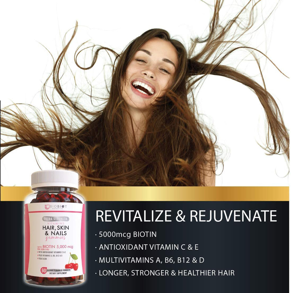 Biobiot Hair, Skin and Nail Biotin Gummies - 60 Count - image 2