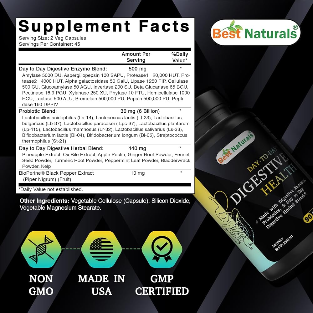 Best Naturals Day-to-Day Digestive Support - 90 Vegetarian Capsules - image 4
