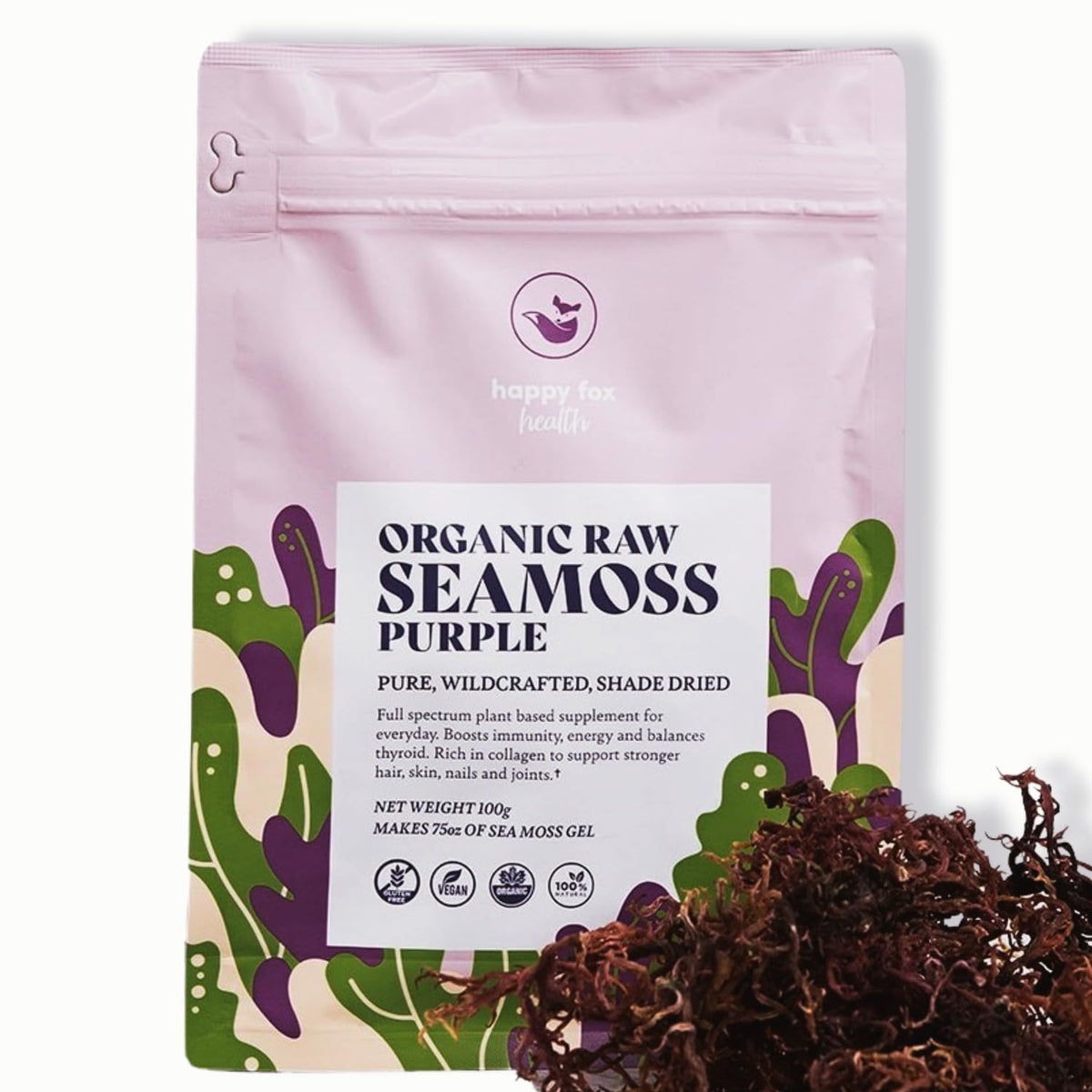 HAPPY FOX Seamoss Raw Organic for Organic Sea Moss Gel Raw Sea Moss