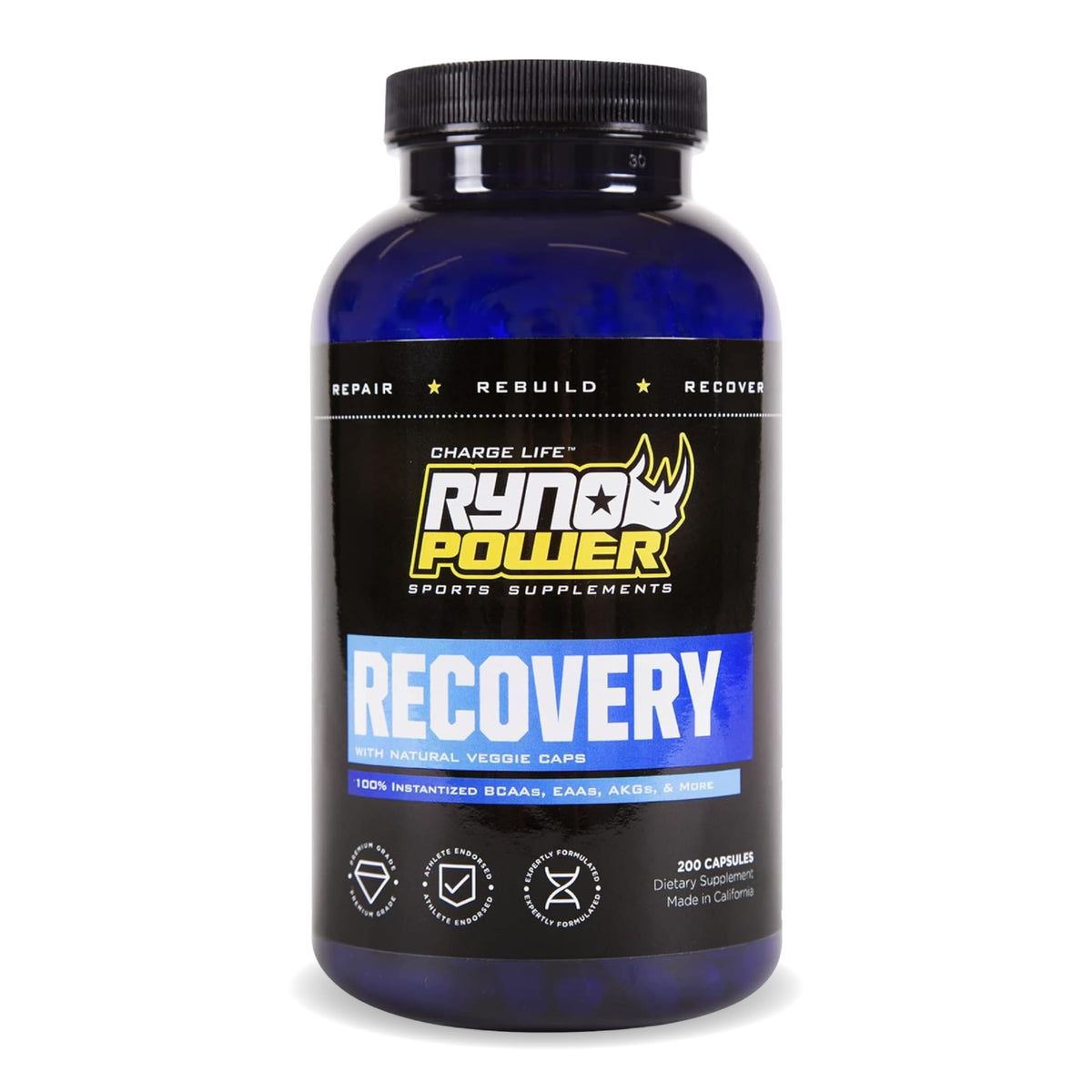 Ryno Power Recovery Post-Workout Supplement - 200 Capsules