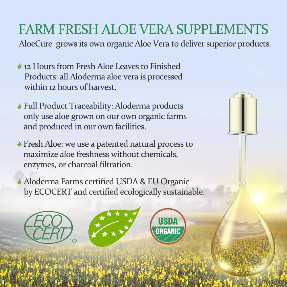AloeCure Pure USDA Organic Aloe Vera Juice Supplement in Grape Flavor