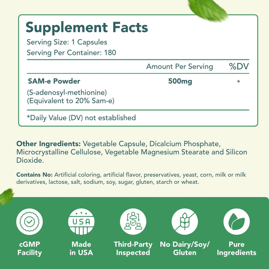 HealthyWayRx 500mg SAM-e Supplement - High Strength 500mg