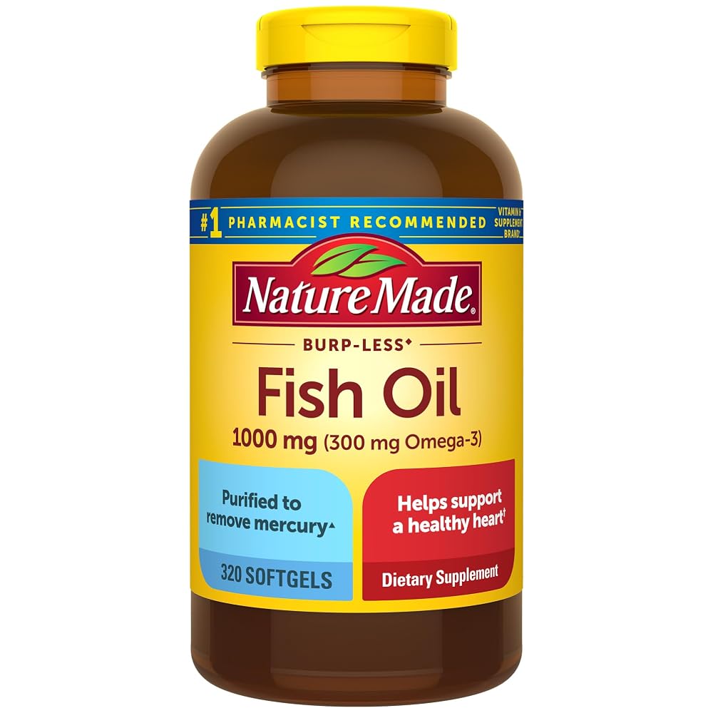 Nature Made Burp Less Fish Oil Omega 3 1000mg - 320 Softgels
