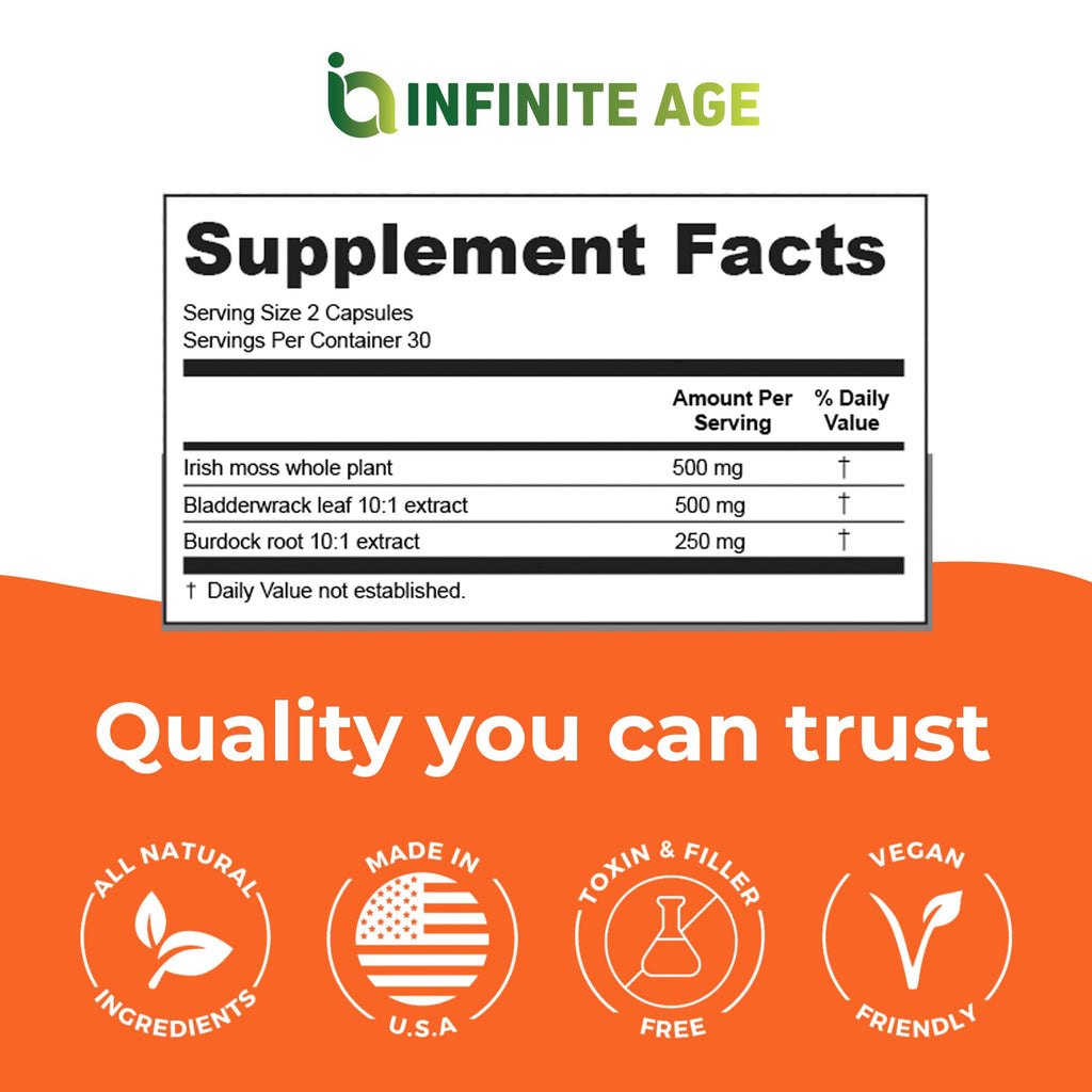 INFINITE AGE Sea Moss Capsules 1250mg Irish Moss Blend - 60 Count - image 4