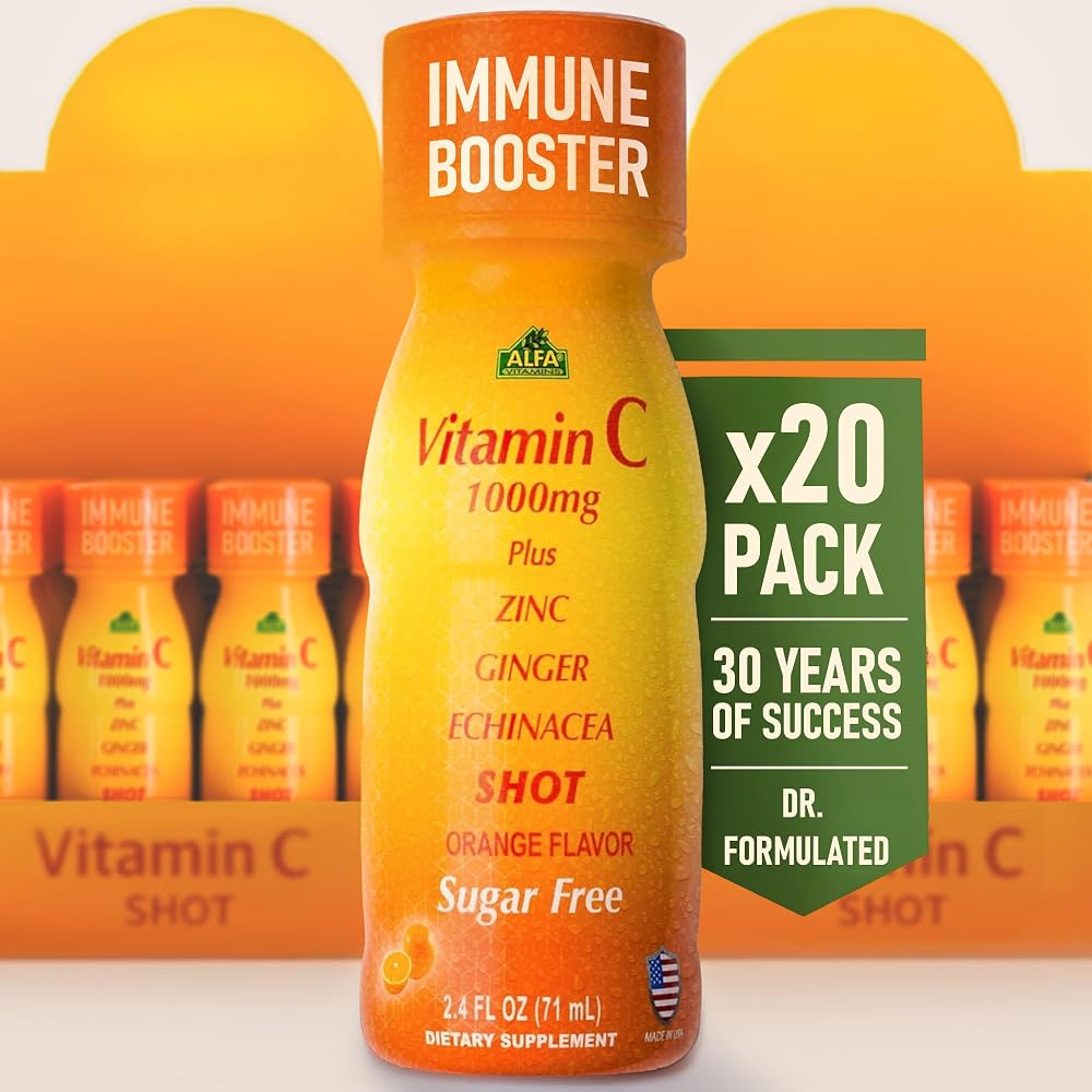ALFA VITAMINS Vitamin C Shot 1000mg with Zinc & Echinacea - 20 Pack