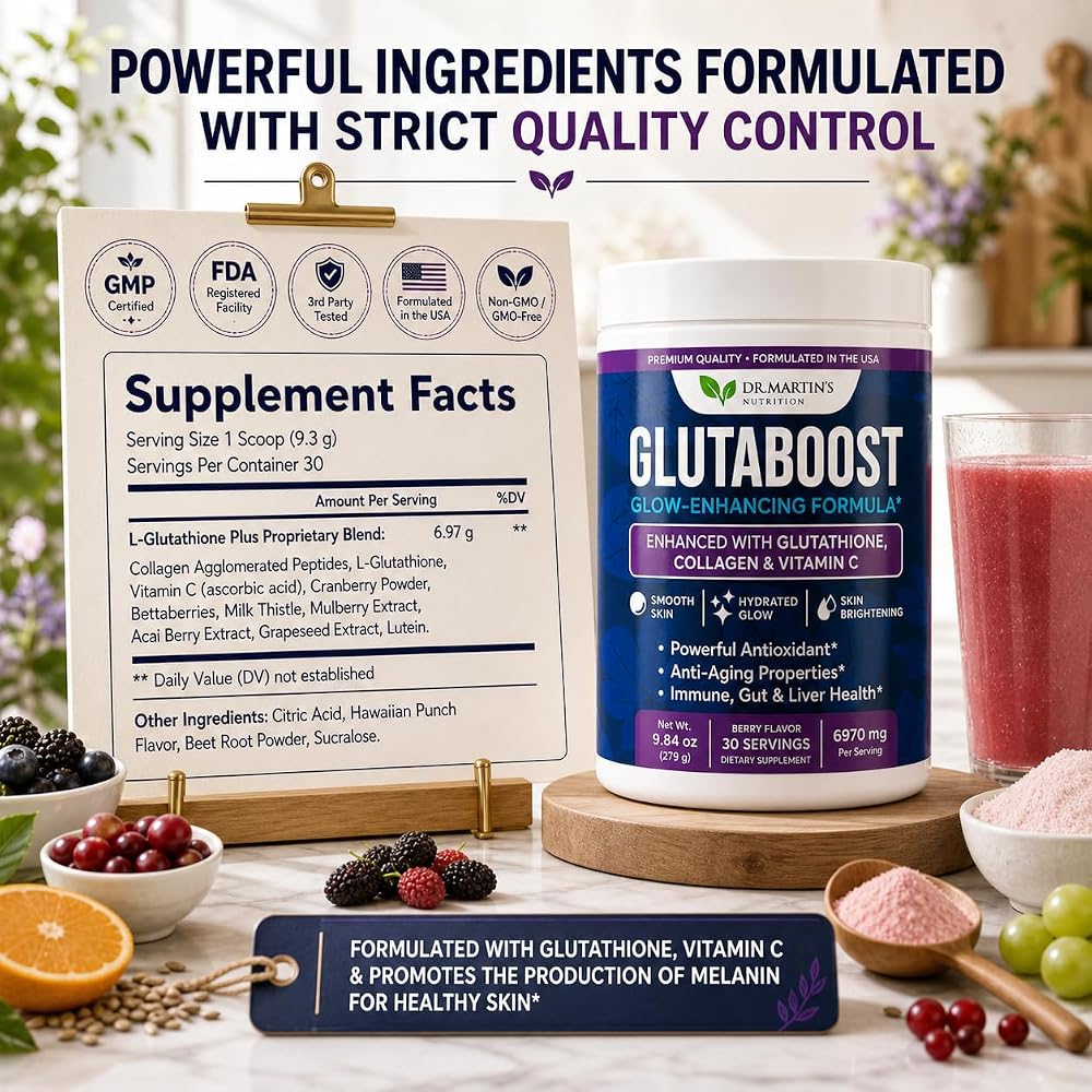 DR. MARTIN'S NUTRITION Glutathione Powder for Skin Brightening - 9.84 oz - image 8