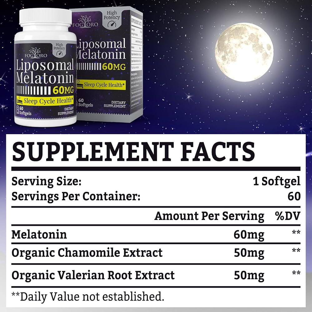 Fogoro Melatonin 60mg-Fall Asleep Faster, Stay Asleep Longer,High Dose