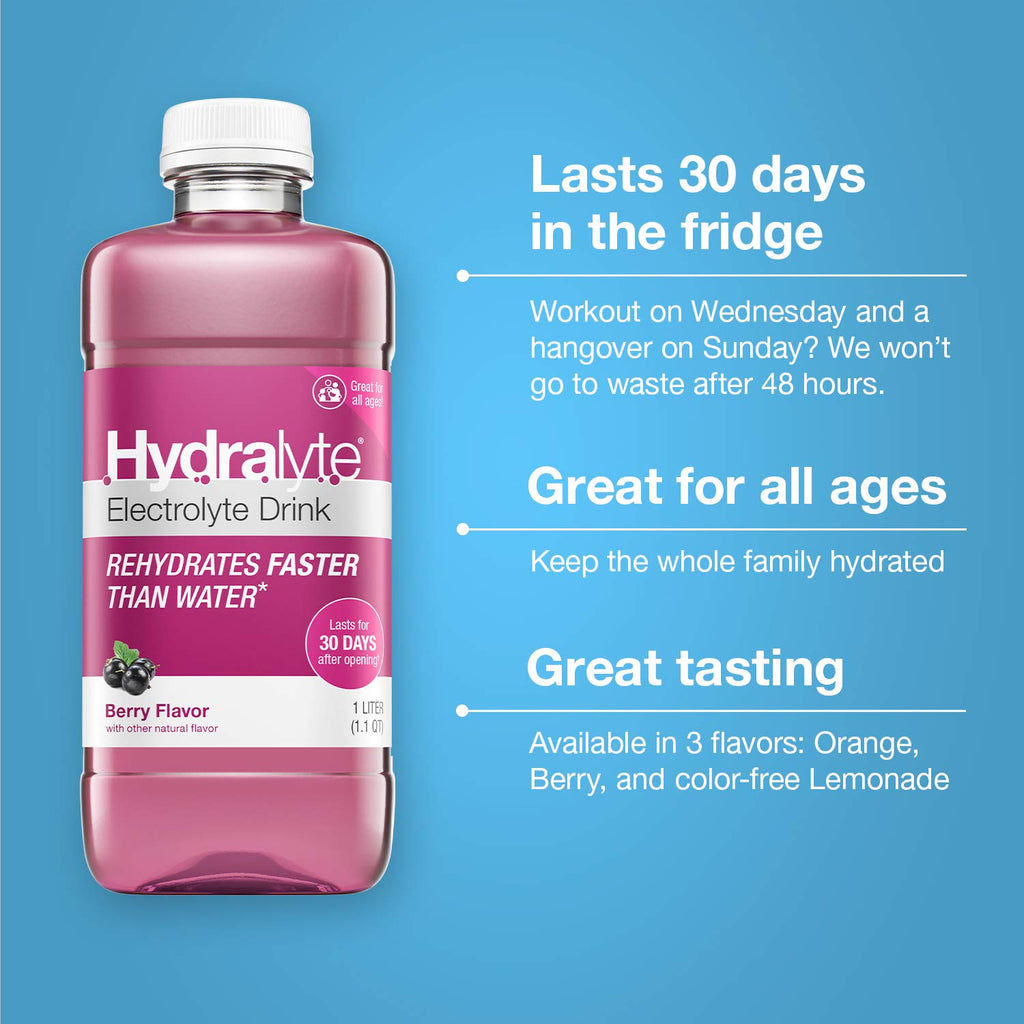 Hydralyte Electrolyte Oral Hydration Ready-to-Drink Solution, Berry - 33.8 Fl Oz - image 2