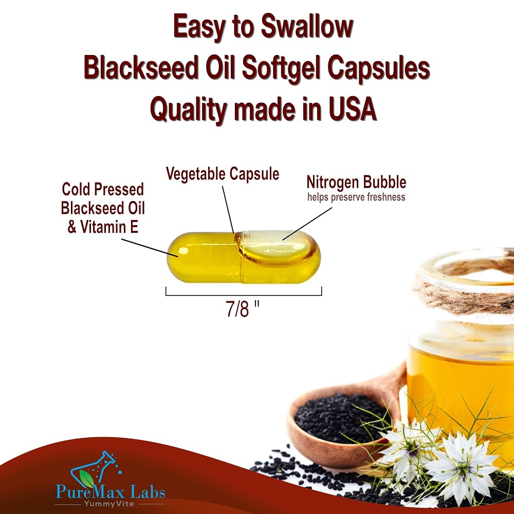 YUMMYVITE Black Seed Oil Capsules for Hair & Skin - 120 Softgels - image 4