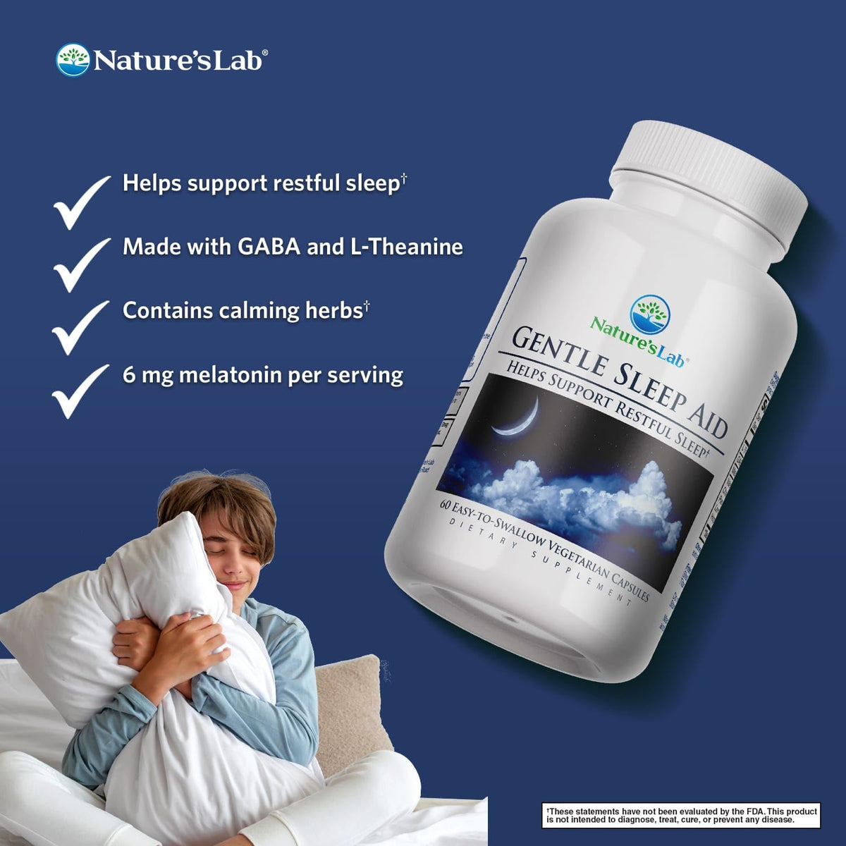 Nature's Lab Gentle Sleep Aid Melatonin & Valerian - 60 Capsules - image 2