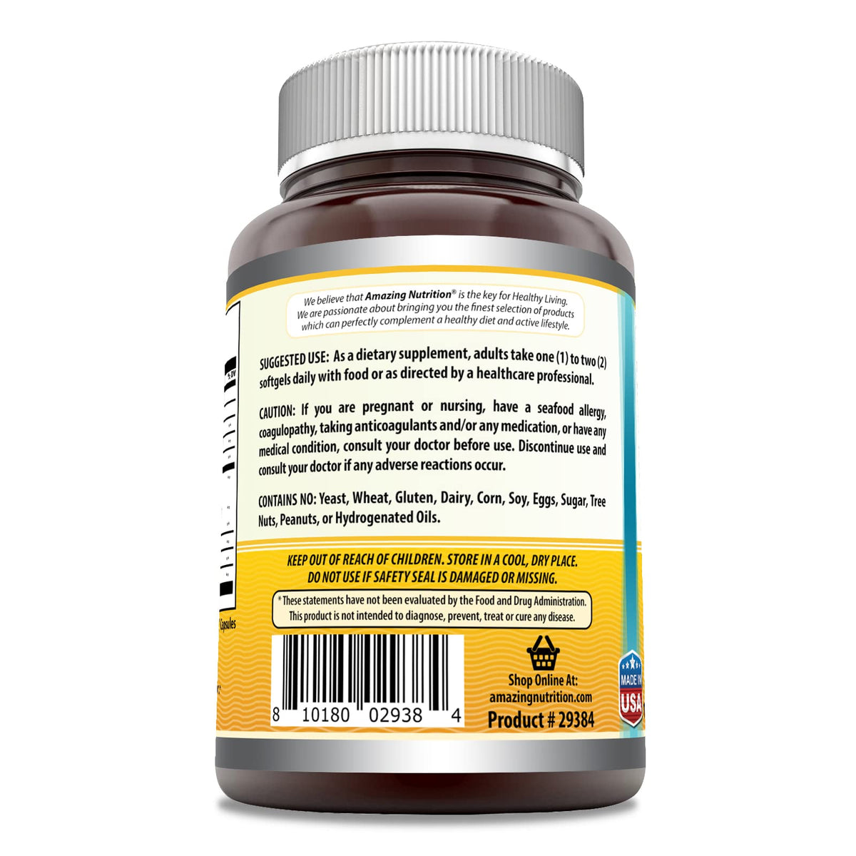 Amazing Nutrition Cod Liver Oil 1250 mg - 120 Softgels - image 2