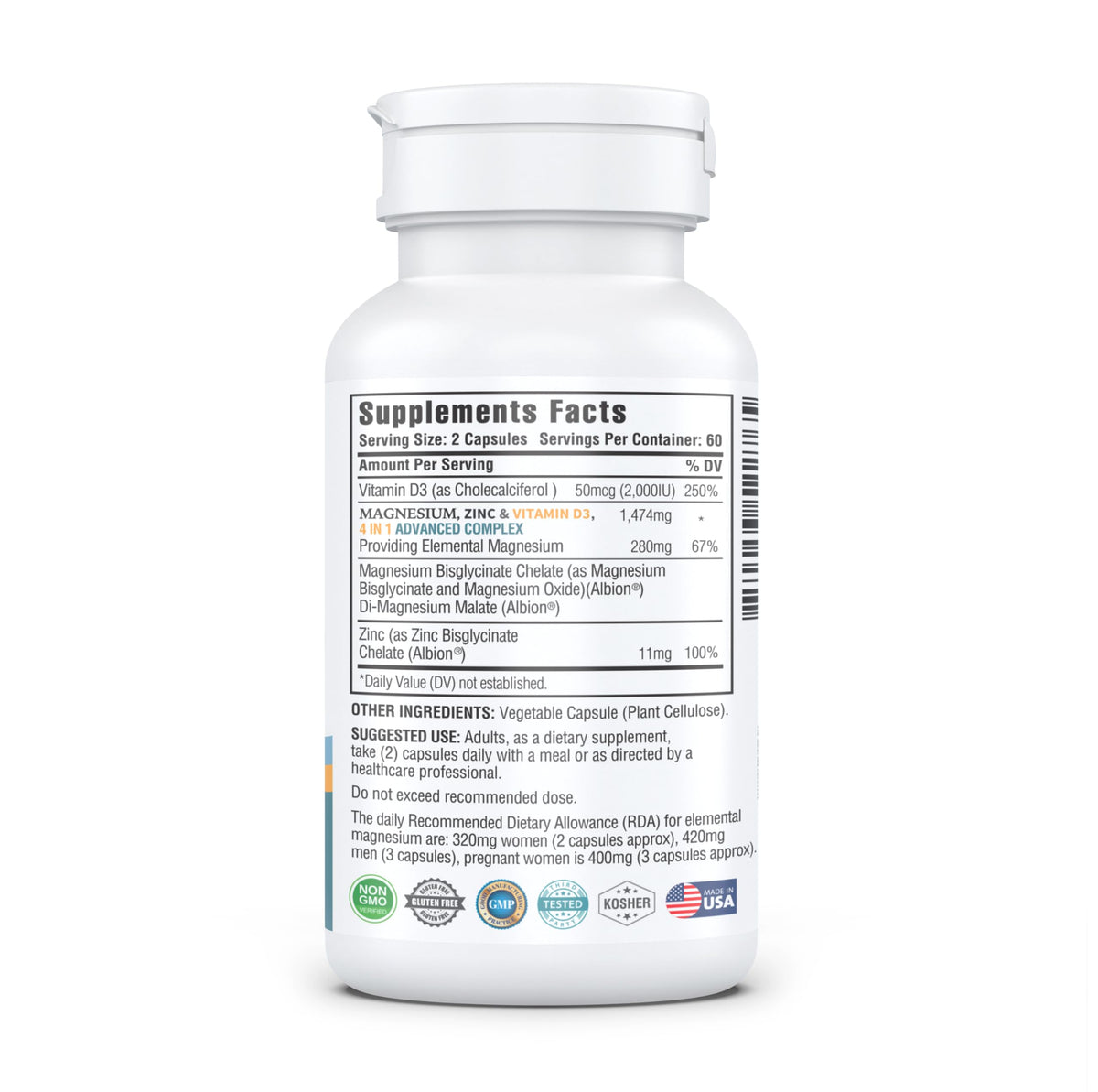 Kappa Nutrition Magnesium 4-in-1 with Zinc & Vitamin D3 - 120 Capsules - image 11