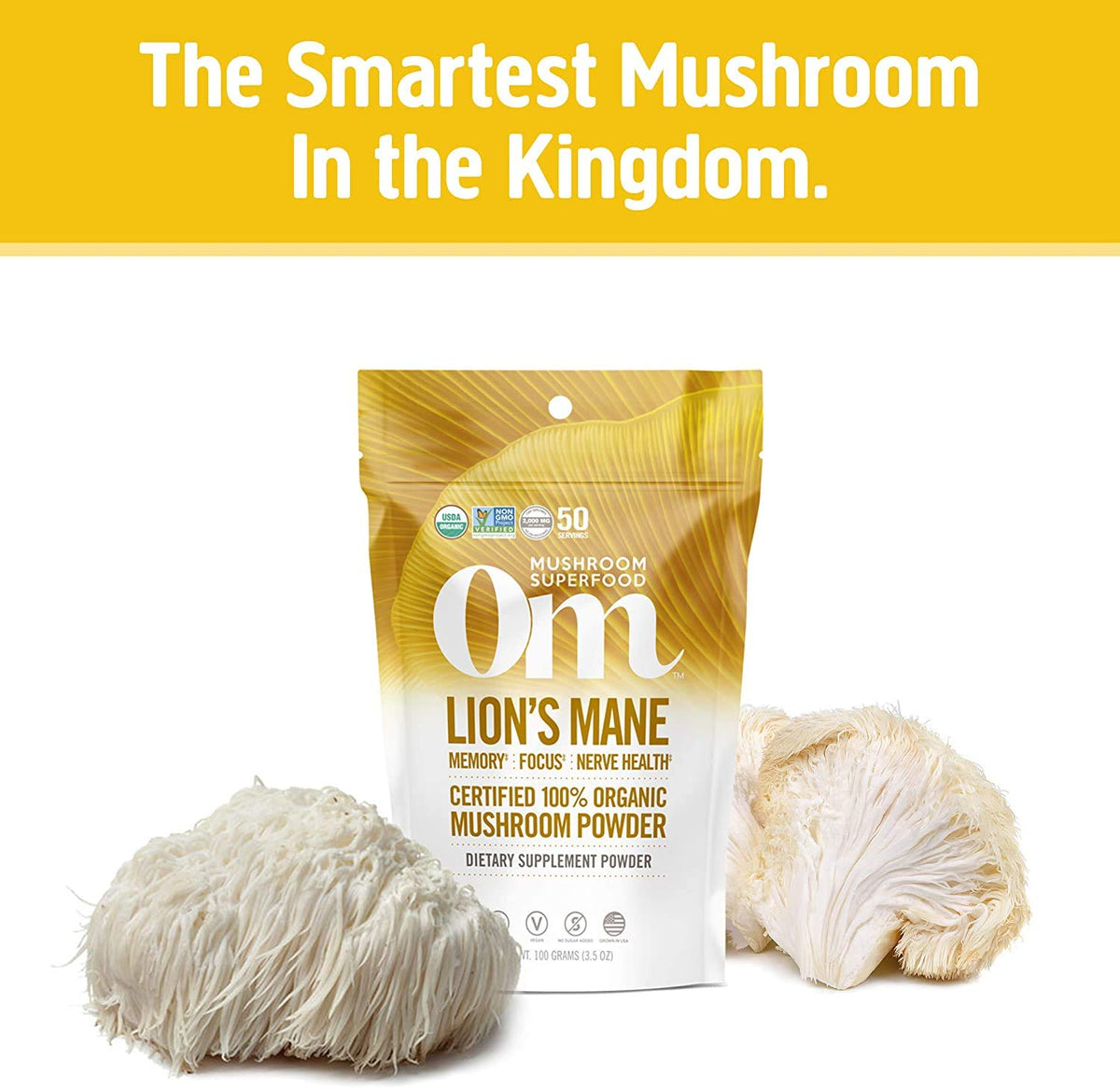 Om Organic Mushroom Superfood Lions Mane Powder - 7 Ounce - image 2