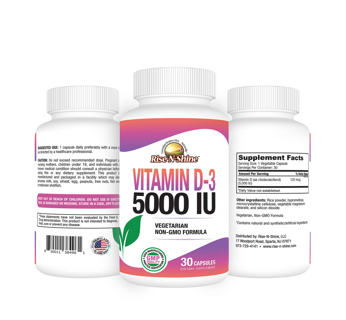 Rise-N-Shine Vitamin D3 5000 IU Immune & Bone Support - 30 Capsules - image 2