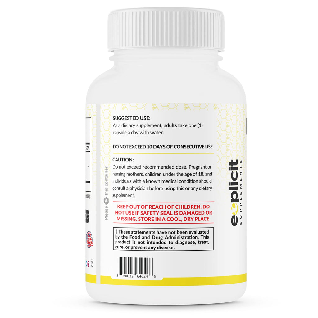 eXplicit Supplements Potassium Iodide 65mg Thyroid Support - 60 Capsules - image 2