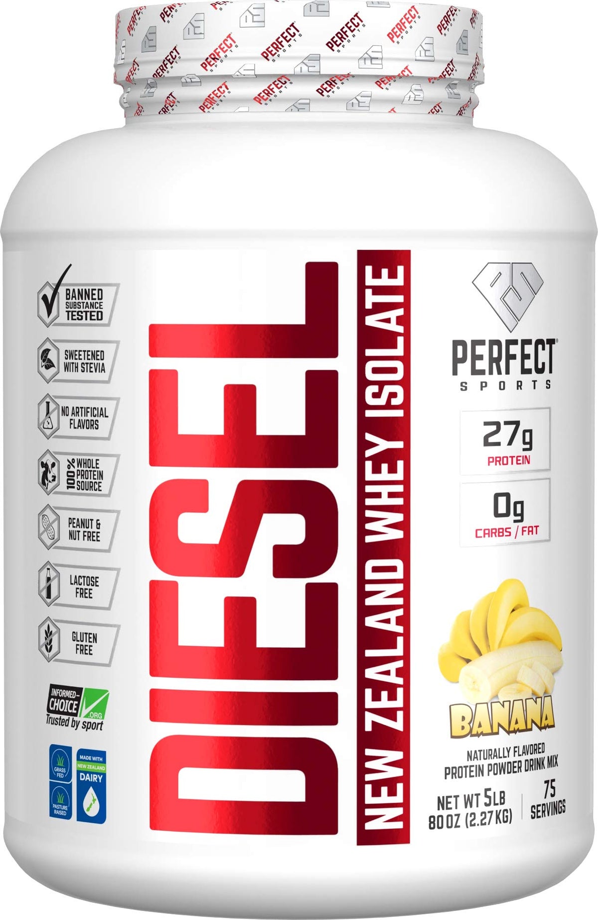 PERFECT SPORTS Diesel 100% New Zealand Whey Isolate - 5lbs Banana