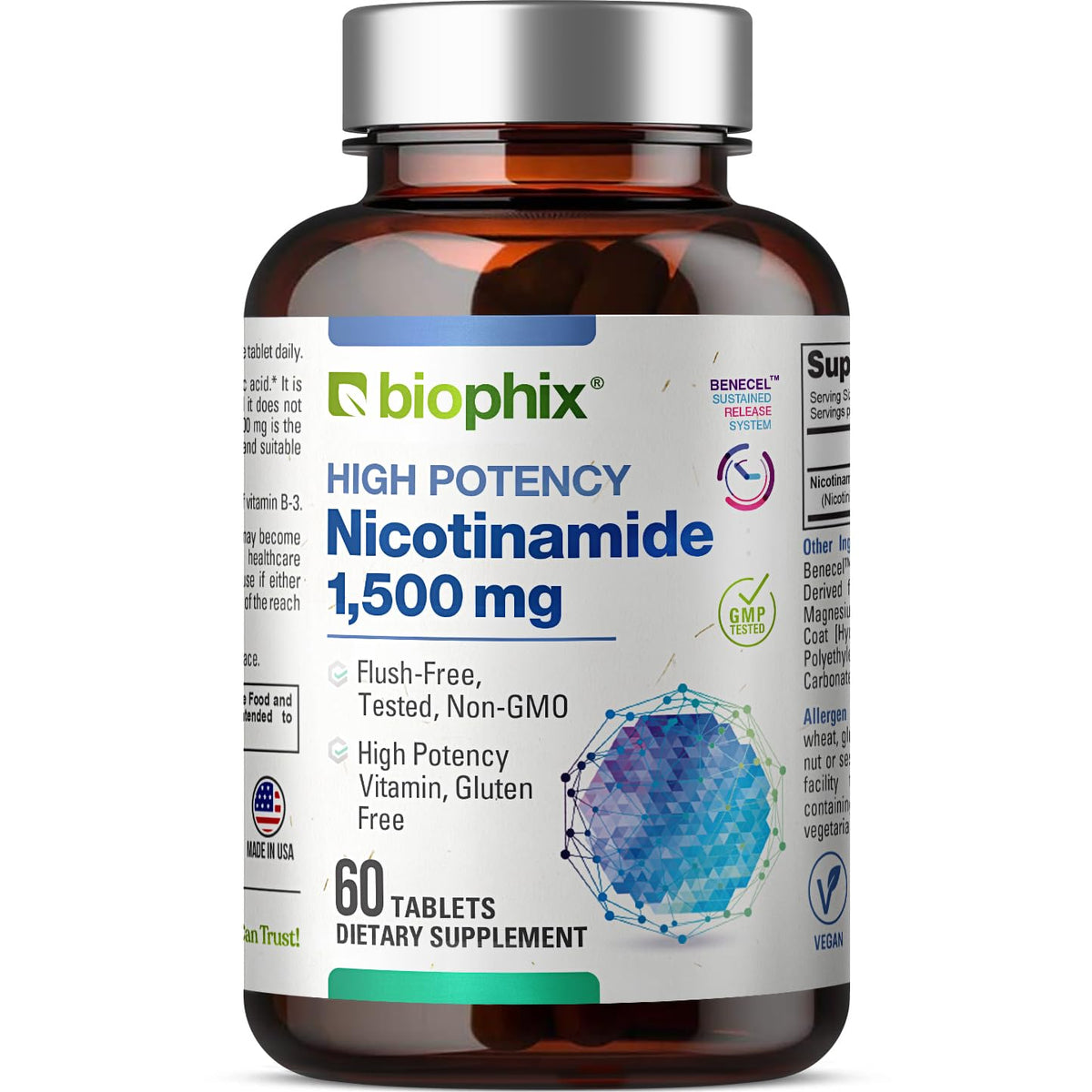 biophix B-3 Nicotinamide 1500 mg Vitamin - 60 Tablets