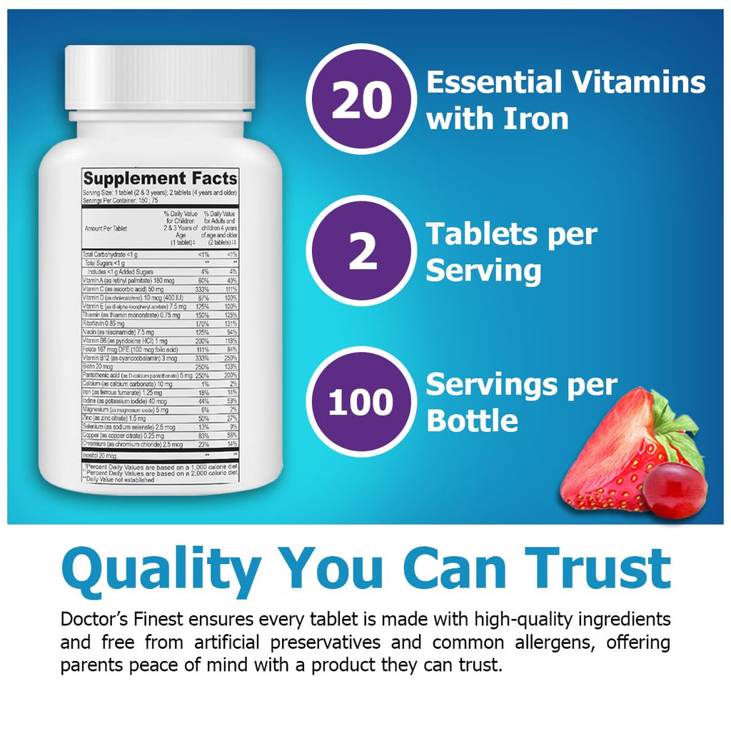 Doctor's Finest Kids Multivitamin & Multimineral with Iron - 150 Tablets - image 4