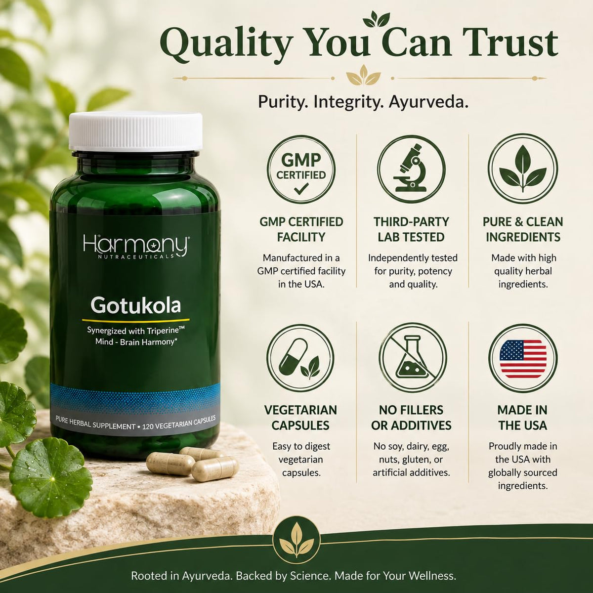 Harmony Nutraceuticals Gotu Kola Supreme Vegetarian Capsules - 120 Count - image 8