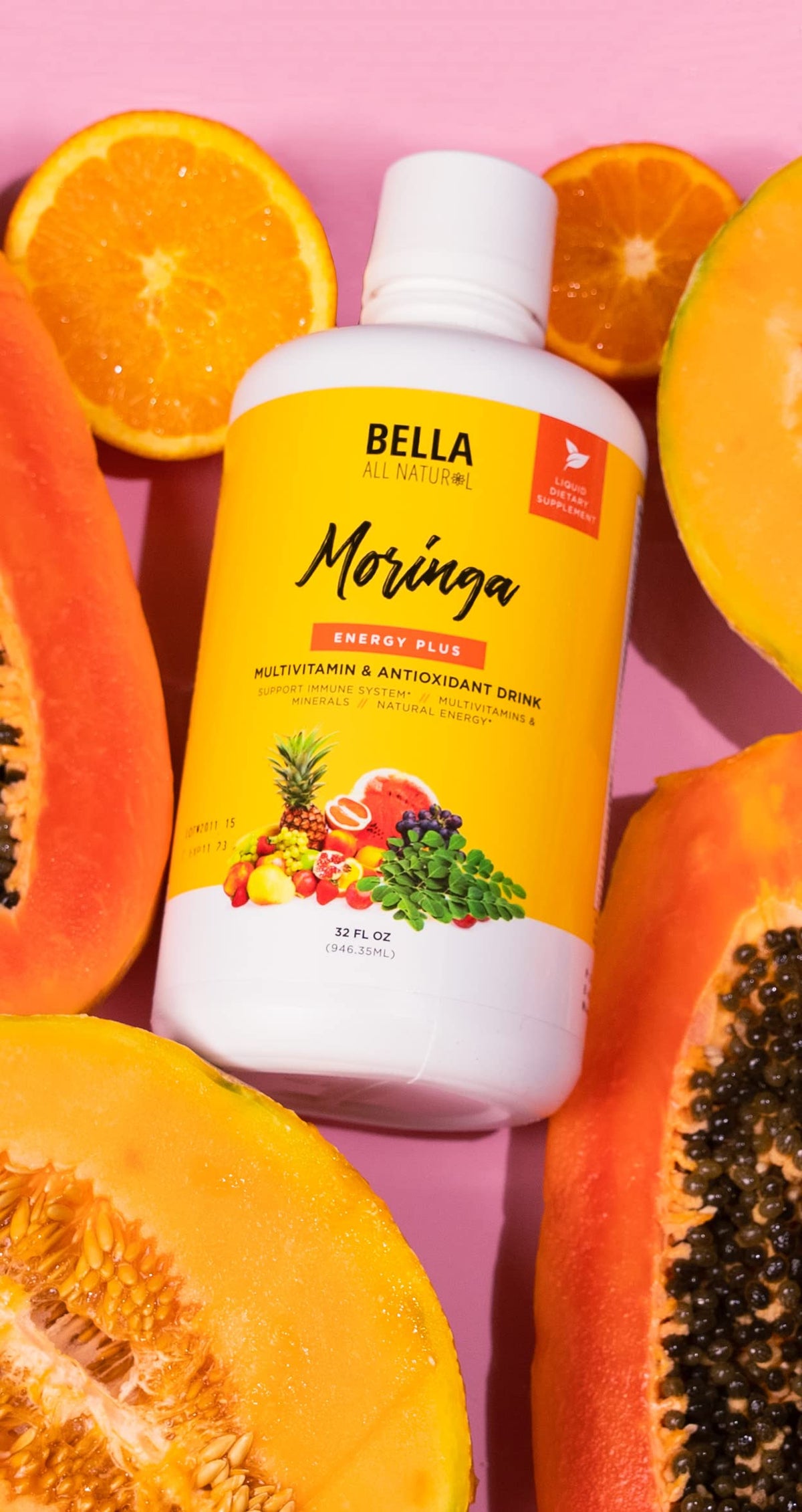 Bella All Natural Moringa Juice Energy Plus Multivitamin - 32 Fl Oz - image 3