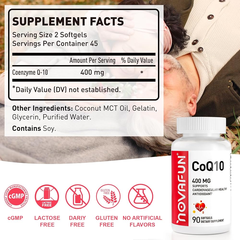 Novafun CoQ10 400mg Supplement for Cellular Energy - 90 Softgels - image 2